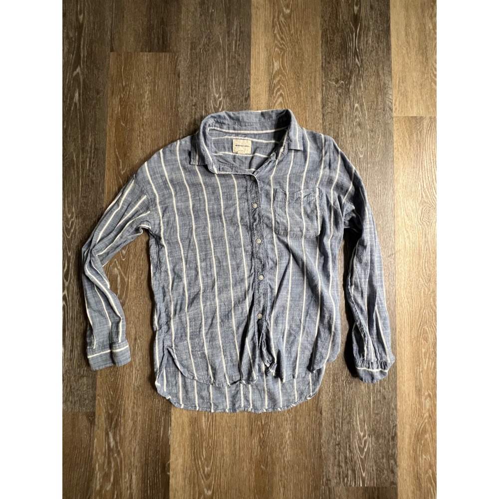 American Eagle Button Down Women XS Blue Excellent Oversized Striped Shirt